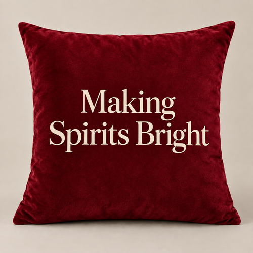 Festive Phrase Velvet Pillow Cover